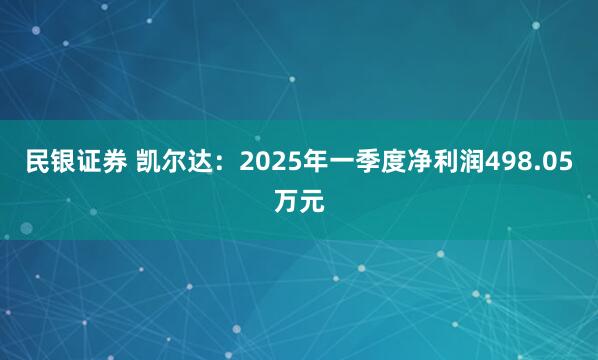 民银证券 凯尔达：2025年一季度净利润498.05万元
