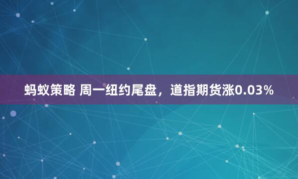 蚂蚁策略 周一纽约尾盘，道指期货涨0.03%
