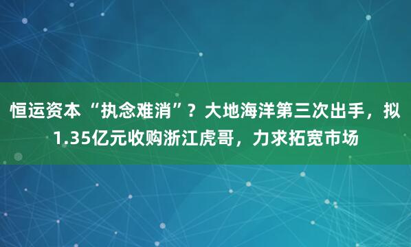 恒运资本 “执念难消”？大地海洋第三次出手，拟1.35亿元收购浙江虎哥，力求拓宽市场
