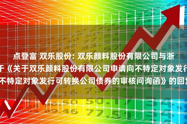 点登富 双乐股份: 双乐颜料股份有限公司与浙商证券股份有限公司关于《关于双乐颜料股份有限公司申请向不特定对象发行可转换公司债券的审核问询函》的回复（修订稿）
