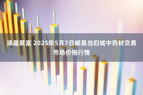 添盈聚富 2025年5月7日岷县当归城中药材交易市场价格行情